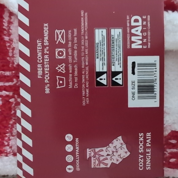 Dolly Socks Festive Red & White One Sz Socks New - Picture 3 of 4